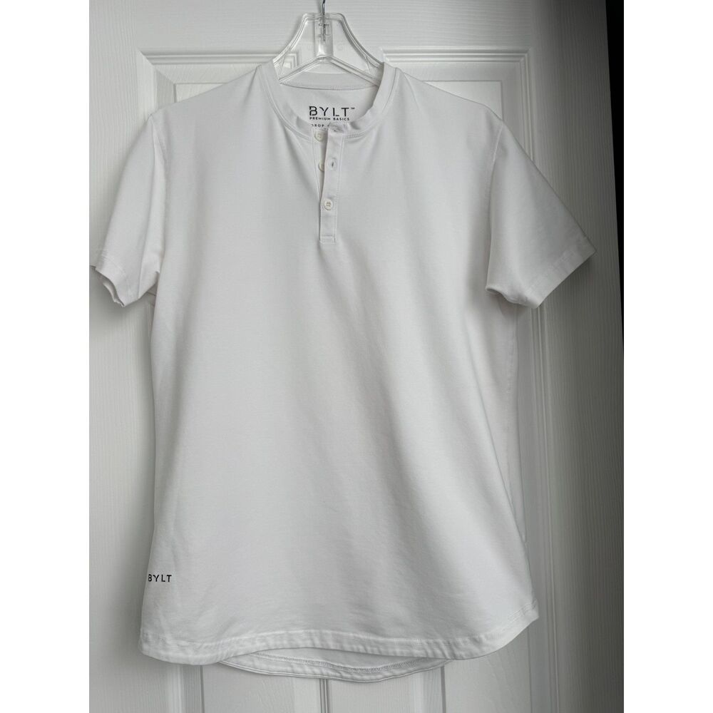 BYLT Henley Drop-Cut: LUX White T shirt M